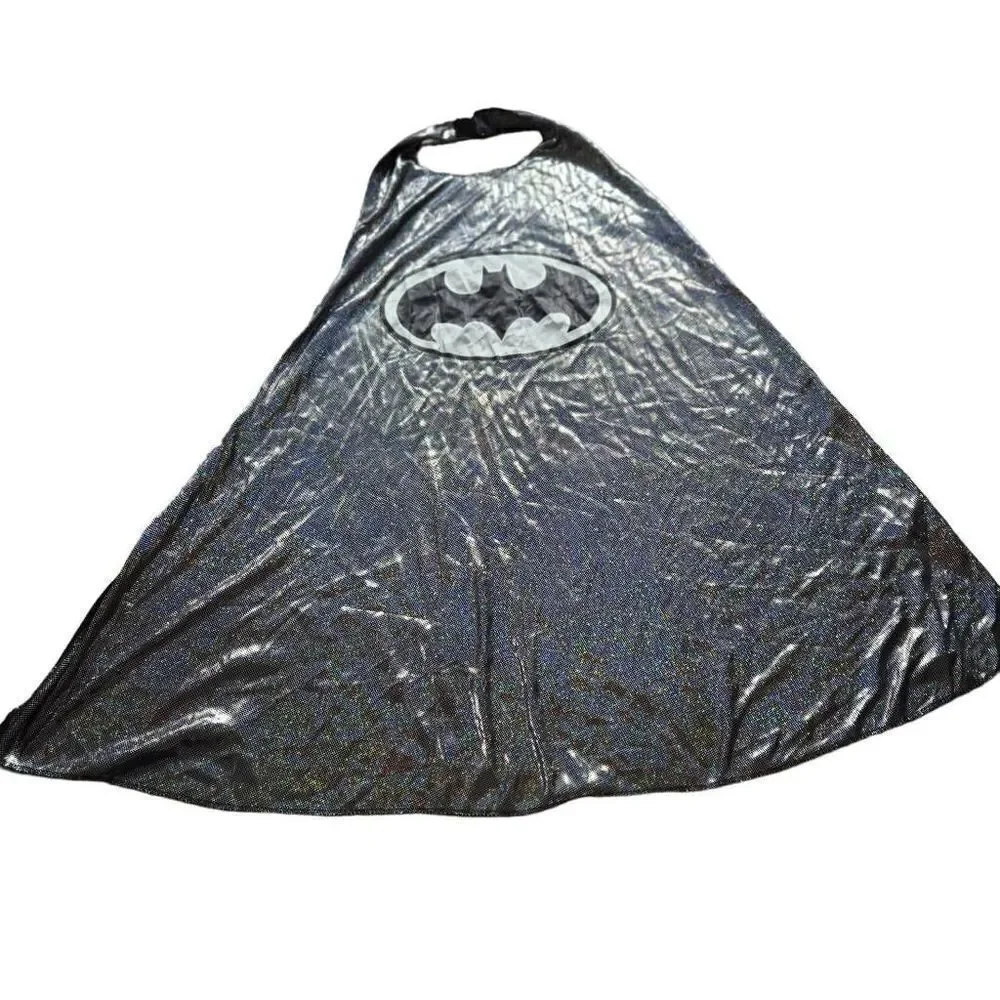Six Flags BATMAN Cape Costume Cosplay Unisex DC SUPERHERO Silver iridescent